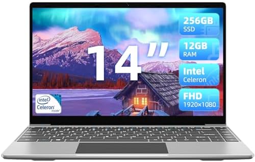 jumper 14 Inch Laptop, 12GB DDR4 RAM 256GB SSD, Quad-Core Intel Celeron N4100 CPU, Laptops Computer with Full HD 1080P Display, Dual Speakers, 2.4/5G WiFi, 256GB TF Card Expansion, 35520mWH Battery.